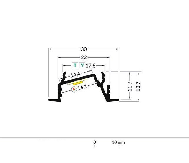Weißes LED-Einbauprofil mit Klickabdeckung, 30 mm x 12,7 mm, für LED-Streifen, C22WEISS – Hochwertiges Aluminiumprofil für indirekte Beleuchtung, präzise Verarbeitung, einfache Montage, ideal für moderne Raumgestaltung. Weißes LED-Einbauprofil mit Klickabdeckung, 30 mm x 12,7 mm, für LED-Streifen, C22WEISS – Hochwertiges Aluminiumprofil für indirekte Beleuchtung, präzise Verarbeitung, einfache Montage, ideal für moderne Raumgestaltung.