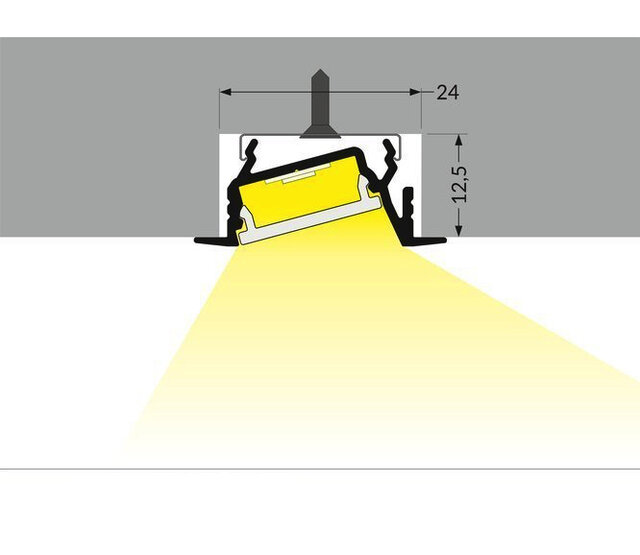 Weißes LED-Einbauprofil mit Klickabdeckung, 30 mm x 12,7 mm, für LED-Streifen, C22WEISS – Hochwertiges Aluminiumprofil für indirekte Beleuchtung, präzise Verarbeitung, einfache Montage, ideal für moderne Raumgestaltung. Weißes LED-Einbauprofil mit Klickabdeckung, 30 mm x 12,7 mm, für LED-Streifen, C22WEISS – Hochwertiges Aluminiumprofil für indirekte Beleuchtung, präzise Verarbeitung, einfache Montage, ideal für moderne Raumgestaltung.