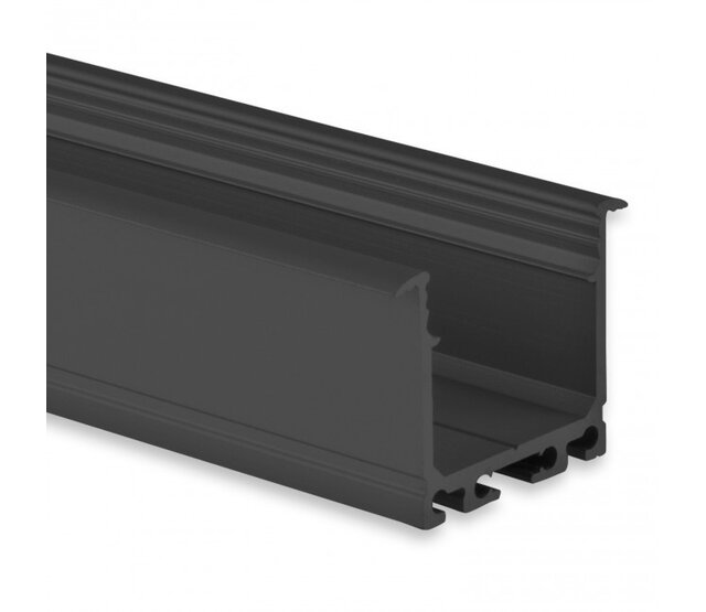 Schwarzes XL-Einbauprofil für LED-Streifen mit Klickabdeckung, 36,79 mm x 26,00 mm – XL07 Schwarz, hochwertiges Aluminium, für indirekte Beleuchtung, perfekt für Decken- oder Wandmontage Schwarzes XL-Einbauprofil für LED-Streifen mit Klickabdeckung, 36,79 mm x 26,00 mm – XL07 Schwarz, hochwertiges Aluminium, für indirekte Beleuchtung, perfekt für Decken- oder Wandmontage