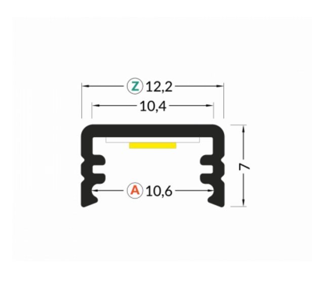 LED-Aluminiumprofil SLIM100ALU mit opaler Klickabdeckung, 12,2 mm x 7 mm – ideal für LED-Streifen bis 10 mm Breite, schlankes Design, einfache Montage, hochwertige Aluminiumausführung für indirekte Beleuchtung