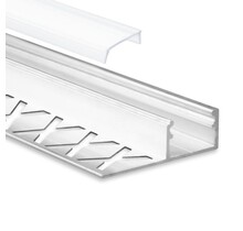 LED Fliesenprofil mit Abdeckung, 37 mm x 10,9 mm, STUC100 – Präzises Aluminiumprofil für LED-Streifen, ideal für indirekte Beleuchtung, Decken- und Wandintegration, inklusive Diffusor, maßgenau nach DIN-Norm