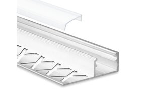 LED Fliesenprofil STUC100 – 37 × 10,9 mm, mit Abdeckung | Für LED Streifen bis 12,4 mm