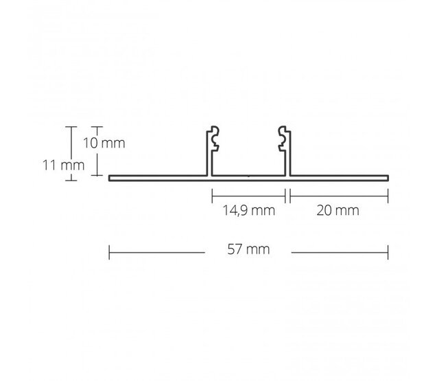 LED Fliesenprofil STUC200 – 57 × 11 mm, mit Abdeckung | Für LED Streifen bis 14 mm