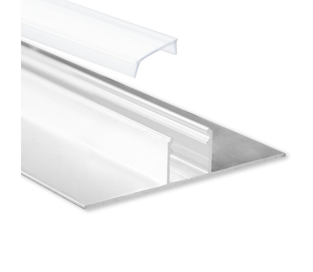 LED-Gipsplattenprofil mit opaker Klickabdeckung, 77 mm x 13,5 mm, GIPS200 – LED-Streifen-Einbauprofil für indirekte Beleuchtung, präzise Kantenführung, optimale Lichtverteilung, ideal für moderne Innenraumgestaltung LED-Gipsplattenprofil mit opaker Klickabdeckung, 77 mm x 13,5 mm, GIPS200 – LED-Streifen-Einbauprofil für indirekte Beleuchtung, präzise Kantenführung, optimale Lichtverteilung, ideal für moderne Innenraumgestaltung