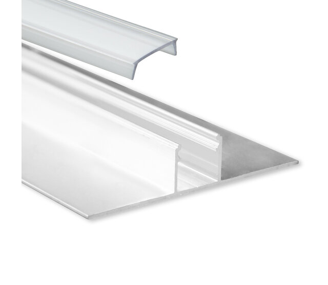 LED-Gipsplattenprofil mit opaker Klickabdeckung, 77 mm x 13,5 mm, GIPS200 – LED-Streifen-Einbauprofil für indirekte Beleuchtung, präzise Kantenführung, optimale Lichtverteilung, ideal für moderne Innenraumgestaltung LED-Gipsplattenprofil mit opaker Klickabdeckung, 77 mm x 13,5 mm, GIPS200 – LED-Streifen-Einbauprofil für indirekte Beleuchtung, präzise Kantenführung, optimale Lichtverteilung, ideal für moderne Innenraumgestaltung