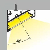 Schwarzes LED-Aluminium-Hohlkammerprofil 34 x 26,8 mm mit opaler Abdeckung für LED-Streifen bis 12 mm Breite – C27SCHWARZ, ideal für indirekte Beleuchtung, präzise Verarbeitung, hochwertige Oberfläche, optimale Wärmeableitung
