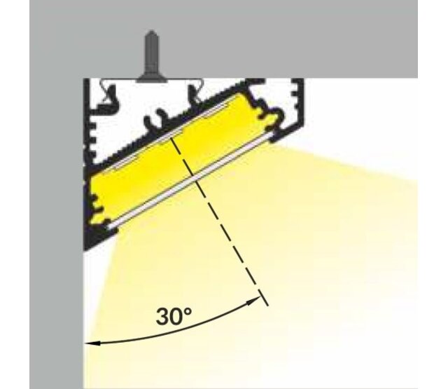Schwarzes LED-Aluminium-Hohlkammerprofil 34 x 26,8 mm mit opaler Abdeckung für LED-Streifen bis 12 mm Breite – C27SCHWARZ, ideal für indirekte Beleuchtung, präzise Verarbeitung, hochwertige Oberfläche, optimale Wärmeableitung