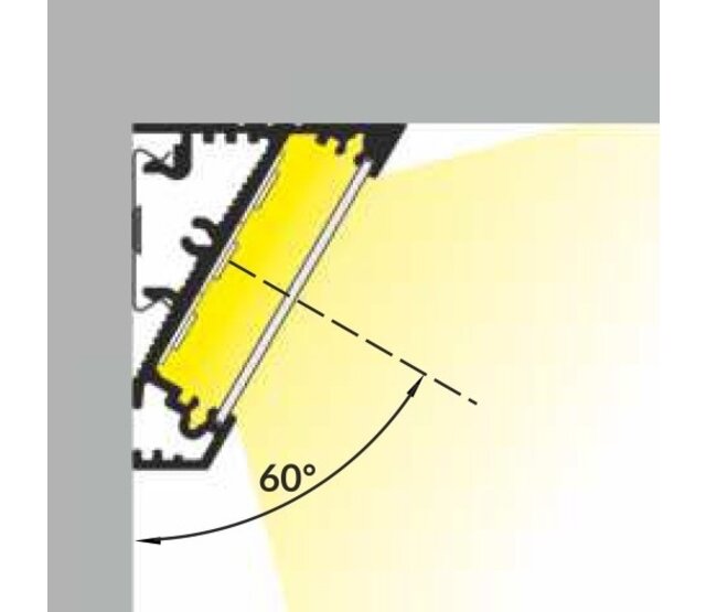 Schwarzes LED-Aluminium-Hohlkammerprofil 20 mm x 16 mm mit Diffusorabdeckung für LED-Streifen – C14ZWART – Ideal für indirekte Beleuchtung und Einbau von LED-Bändern