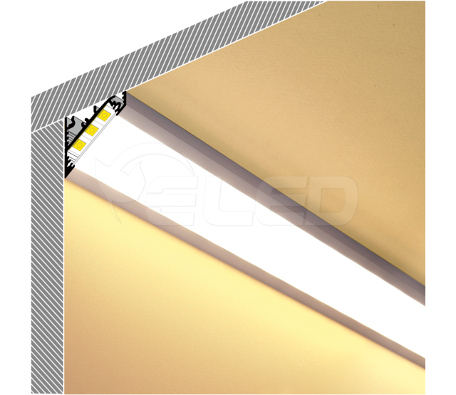 Schwarzes LED-Aluminium-Hohlkammerprofil 20 mm x 16 mm mit Diffusorabdeckung für LED-Streifen – C14ZWART – Ideal für indirekte Beleuchtung und Einbau von LED-Bändern