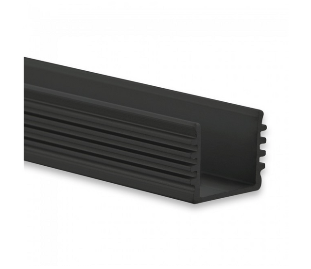 Schwarzes LED-Aluminiumprofil 16,80 mm x 16,80 mm mit flacher Opal-Abdeckung für LED-Streifen – 05.1SCHWARZ – ideal für indirekte Beleuchtung und Einbauleuchten Schwarzes LED-Aluminiumprofil 16,80 mm x 16,80 mm mit flacher Opal-Abdeckung für LED-Streifen – 05.1SCHWARZ – ideal für indirekte Beleuchtung und Einbauleuchten