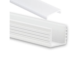 Weißes LED Alu-Profil 16,8 x 12,4 mm mit flacher opaler Abdeckung – 05.1WEISS