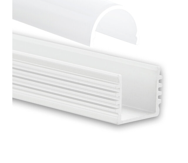 2m Aluminium LED-Profil 16,8x16,8mm mit halbrundem Diffusor für LED-Streifen, 5,2W, weiß – Hochwertiges Profil für gleichmäßige Beleuchtung 2m Aluminium LED-Profil 16,8x16,8mm mit halbrundem Diffusor für LED-Streifen, 5,2W, weiß – Hochwertiges Profil für gleichmäßige Beleuchtung