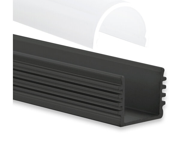 Schwarzes LED-Aluminiumprofil 2 Meter mit Opal-Abdeckung 16,80 mm x 16,80 mm für LED-Streifen – 05.2ZWART – Hochwertige Beleuchtungslösung