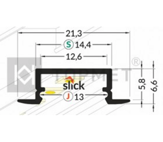 Wand- oder Decken-Einbauprofil für LED-Streifen, 21,30 mm x 6,60 mm, mattweiß, mit Abdeckung – 08.1WEISS – ideal für indirekte Beleuchtung, präzise Montage, hochwertiges Aluminium