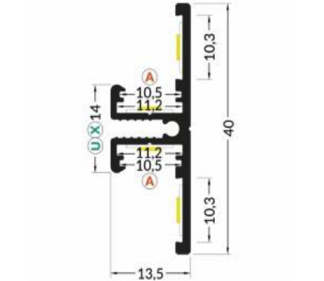 LED Aluminiumprofil Up Down 13,5 mm x 40 mm – UpDown02ALU – Profil für LED Streifen mit Abdeckung, optimale Lichtverteilung nach oben und unten, ideal für indirekte Beleuchtung, präzise Maße 13,5 mm x 40 mm, hochwertige Aluminiumausführung