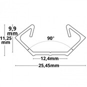 LED-Eckprofil C23.2Alu – Aluminium, 25,45 × 11,25 mm, opale Klickabdeckung