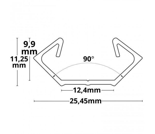 Schwarzes LED-Aluminium-Hohlkammerprofil 25,45 mm x 11,25 mm mit opaler Klick-Abdeckung für LED-Streifen – C23.2ZWART – ideal für indirekte Beleuchtung Schwarzes LED-Aluminium-Hohlkammerprofil 25,45 mm x 11,25 mm mit opaler Klick-Abdeckung für LED-Streifen – C23.2ZWART – ideal für indirekte Beleuchtung