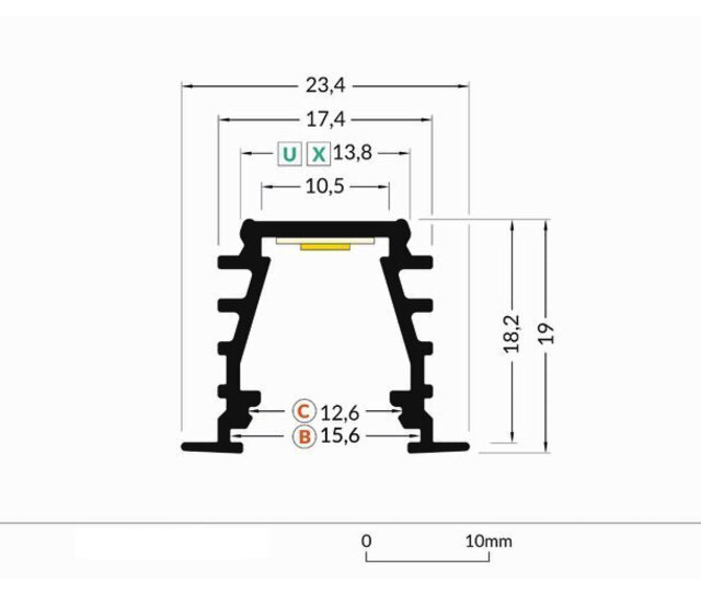 Schwarzes LED-Deckenprofil 23,4 mm x 19 mm mit opaker Abdeckung für LED-Streifen – GYPROC10SCHWARZ – ideal für moderne Raumbeleuchtung Schwarzes LED-Deckenprofil 23,4 mm x 19 mm mit opaker Abdeckung für LED-Streifen – GYPROC10SCHWARZ – ideal für moderne Raumbeleuchtung