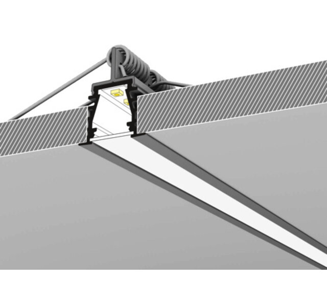 Schwarzes LED-Deckenprofil 23,4 mm x 19 mm mit opaker Abdeckung für LED-Streifen – GYPROC10SCHWARZ – ideal für moderne Raumbeleuchtung Schwarzes LED-Deckenprofil 23,4 mm x 19 mm mit opaker Abdeckung für LED-Streifen – GYPROC10SCHWARZ – ideal für moderne Raumbeleuchtung