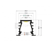 LED-Deckenprofil weiß mit opaler Abdeckung, 23,4 mm x 19 mm, für LED-Streifen, GYPROC10WEISS – Modernes Einbauprofil für indirekte Beleuchtung, präzise Maße, hochwertige Verarbeitung, ideal für Wohn- und Büroräume.