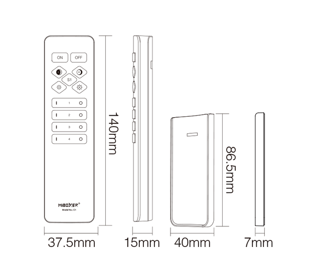 Miboxer C1 4-Zonen-Fernbedienung für einfarbige LED-Streifen – Präzise Steuerung, 12-24V DC, 4 unabhängige Zonen, kompatibel mit RGBW-LEDs, inkl. Timer- und Dimmerfunktion Miboxer C1 4-Zonen-Fernbedienung für einfarbige LED-Streifen – Präzise Steuerung, 12-24V DC, 4 unabhängige Zonen, kompatibel mit RGBW-LEDs, inkl. Timer- und Dimmerfunktion