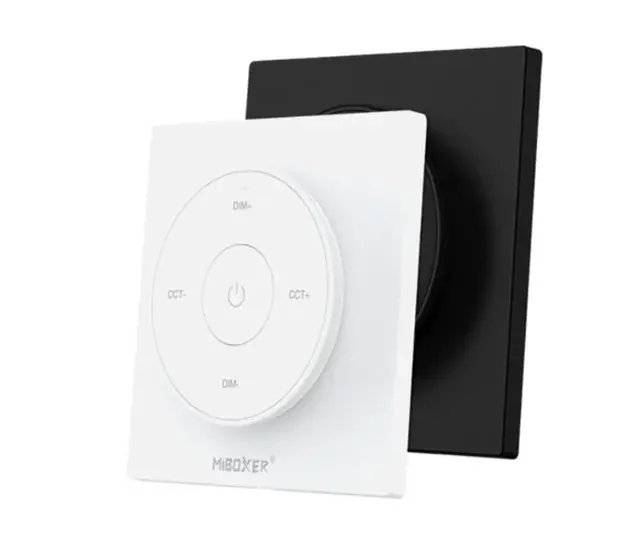 Drahtloser Wanddimmer für einfarbige und dual-weiße LED-Streifen – Miboxer K2-B – Präzise Steuerung, 24V/12V, 6A, 144W, kompatibel mit Smart-Home-Systemen, dimmbar, App-gesteuert, einfache Installation Drahtloser Wanddimmer für einfarbige und dual-weiße LED-Streifen – Miboxer K2-B – Präzise Steuerung, 24V/12V, 6A, 144W, kompatibel mit Smart-Home-Systemen, dimmbar, App-gesteuert, einfache Installation