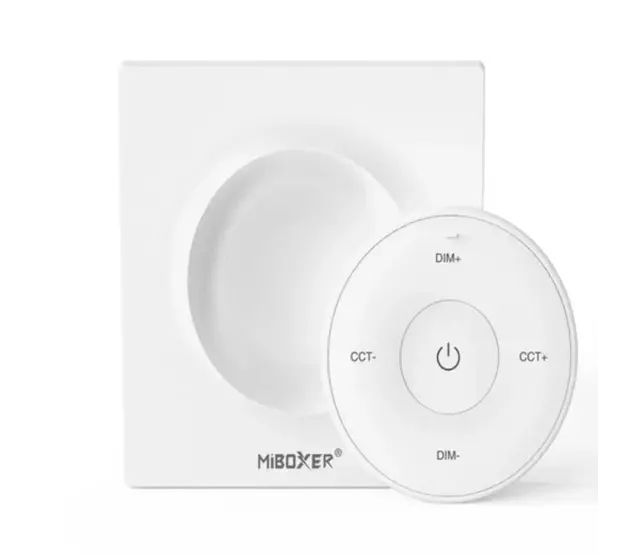 Drahtloser Wanddimmer für einfarbige und dual-weiße LED-Streifen – Miboxer K2 in Weiß – Präzise Lichtsteuerung, kompatibel mit 12-24V, dimmbar, einfach zu installieren, ideal für Wohn- und Gewerberäume