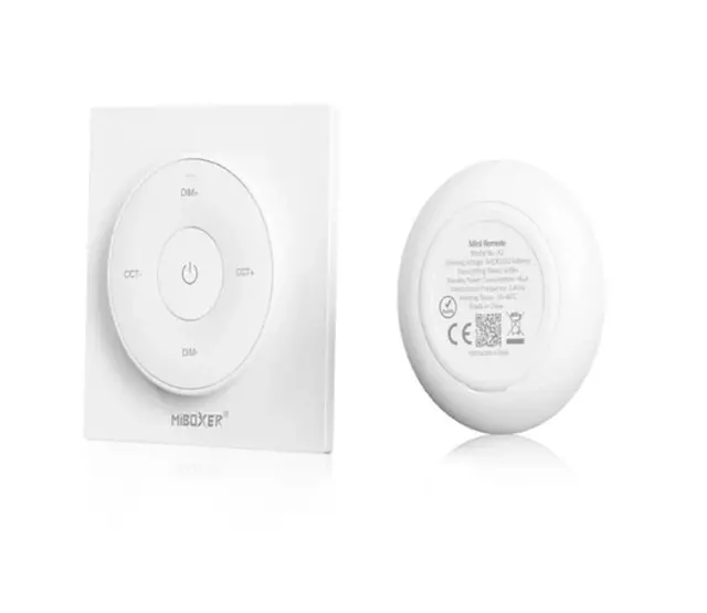 Drahtloser Wanddimmer für einfarbige und dual-weiße LED-Streifen – Miboxer K2 in Weiß – Präzise Lichtsteuerung, kompatibel mit 12-24V, dimmbar, einfach zu installieren, ideal für Wohn- und Gewerberäume