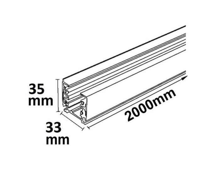 3-Phasen Stromschiene - Schwarz - 1 Meter
