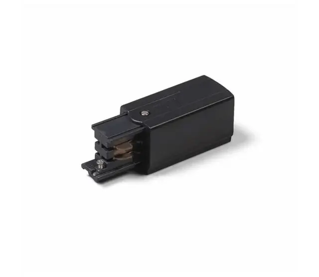 3-Phasen-Spannungsadapter für Stromschienen, schwarz - Linksanschluss, 400V, 16A, für LED-Streifen, Deckenleuchten & Spotbeleuchtung, kompatibel mit H-, J- & L-Rail-Systemen