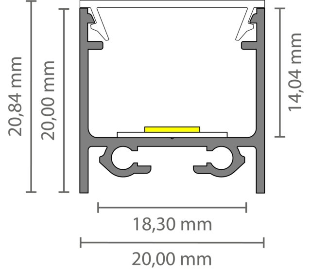20 mm x 20 mm LED-Aluminiumprofil mit Diffusorabdeckung für LED-Streifen – 318ALU, hochwertiges Montagesystem für indirekte Beleuchtung, präzise Maße nach DIN-Norm 20 mm x 20 mm LED-Aluminiumprofil mit Diffusorabdeckung für LED-Streifen – 318ALU, hochwertiges Montagesystem für indirekte Beleuchtung, präzise Maße nach DIN-Norm