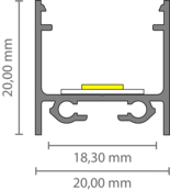 20 mm x 20 mm LED-Aluminiumprofil mit Diffusorabdeckung für LED-Streifen – 318ALU, hochwertiges Montagesystem für indirekte Beleuchtung, präzise Maße nach DIN-Norm 20 mm x 20 mm LED-Aluminiumprofil mit Diffusorabdeckung für LED-Streifen – 318ALU, hochwertiges Montagesystem für indirekte Beleuchtung, präzise Maße nach DIN-Norm
