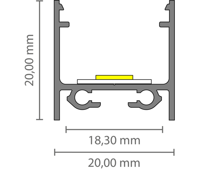 20 mm x 20 mm LED-Aluminiumprofil mit Diffusorabdeckung für LED-Streifen – 318ALU, hochwertiges Montagesystem für indirekte Beleuchtung, präzise Maße nach DIN-Norm 20 mm x 20 mm LED-Aluminiumprofil mit Diffusorabdeckung für LED-Streifen – 318ALU, hochwertiges Montagesystem für indirekte Beleuchtung, präzise Maße nach DIN-Norm