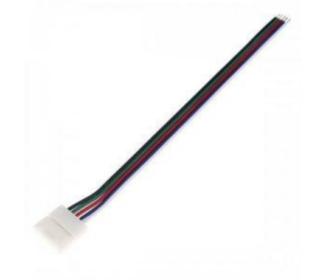 10mm RGBW/RGBWW LED Streifen Verbinder mit einseitigem Anschlusskabel – kompatibel mit 12V/24V, für 10mm breite LED-Bänder, einfache Montage