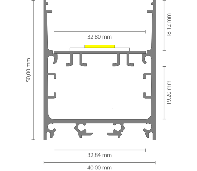 LED-Aluminiumprofil 40mm x 50mm mit Klickabdeckung – XL340ALU für LED-Streifen, hochwertige Beleuchtungslösung, präzise Lichtführung, ideal für Innen- und Außenbereich, langlebig und einfach zu montieren