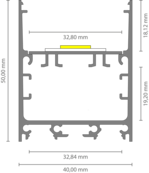40mm x 50mm weißes LED-Aluminiumprofil mit opaler Klickabdeckung für LED-Streifen – XL340WEISS, ideal für indirekte Beleuchtung, 40x50 mm, hochwertige Lichtstreuung
