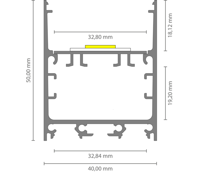 40mm x 50mm weißes LED-Aluminiumprofil mit Klickabdeckung für LED-Streifen – XL340WEISS, ideal für indirekte Beleuchtung, 40x50 mm, hochwertige Lichtstreuung