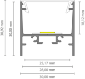 Schwarzes LED-Aluminiumprofil 30 mm x 30,92 mm mit opaker Klick-Abdeckung für LED-Streifen – XL306Schwarz, ideal für indirekte Beleuchtung Schwarzes LED-Aluminiumprofil 30 mm x 30,92 mm mit opaker Klick-Abdeckung für LED-Streifen – XL306Schwarz, ideal für indirekte Beleuchtung