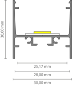 Schwarzes LED-Aluminiumprofil 30 mm x 30,92 mm mit opaker Klick-Abdeckung für LED-Streifen – XL306Schwarz, ideal für indirekte Beleuchtung Schwarzes LED-Aluminiumprofil 30 mm x 30,92 mm mit opaker Klick-Abdeckung für LED-Streifen – XL306Schwarz, ideal für indirekte Beleuchtung
