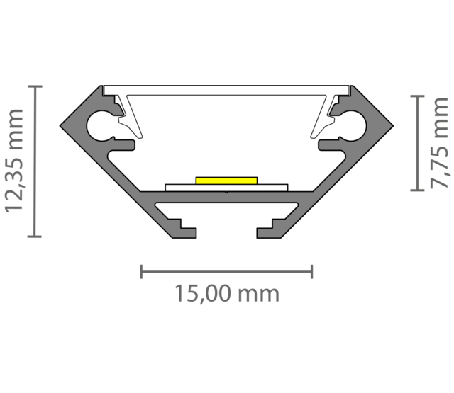 LED Aluminium-Hohlkammerprofil 27,05 x 12,35 mm mit Diffusorabdeckung – 323ALU – Ideal für LED-Streifen, präzise Montage, optimale Lichtstreuung, hochwertige Aluminiumausführung LED Aluminium-Hohlkammerprofil 27,05 x 12,35 mm mit Diffusorabdeckung – 323ALU – Ideal für LED-Streifen, präzise Montage, optimale Lichtstreuung, hochwertige Aluminiumausführung