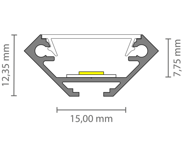 Schwarzes LED-Aluminium-Hohlkammerprofil 27,05 x 12,35 mm mit Abdeckung für LED-Streifen – 323ZWART – Ideal für indirekte Beleuchtung, Montage und Schutz von LED-Bändern Schwarzes LED-Aluminium-Hohlkammerprofil 27,05 x 12,35 mm mit Abdeckung für LED-Streifen – 323ZWART – Ideal für indirekte Beleuchtung, Montage und Schutz von LED-Bändern