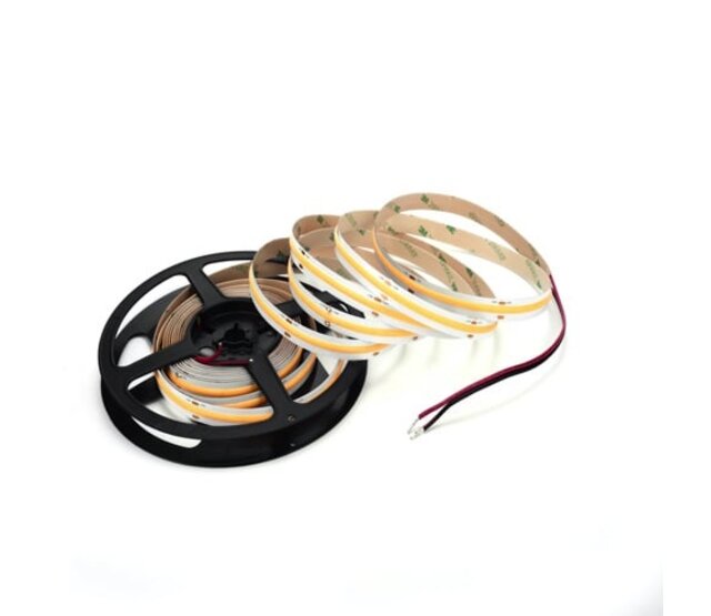 12V COB LED Streifen 5m, 9W, 1020LM, 480LED/m, Amber & Warmweiß (2200K), IP20 – Energieeffiziente Beleuchtung für Innenräume 12V COB LED Streifen 5m, 9W, 1020LM, 480LED/m, Amber & Warmweiß (2200K), IP20 – Energieeffiziente Beleuchtung für Innenräume