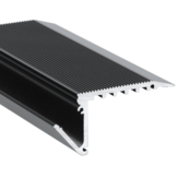 Schwarzes LED-Treppenprofil UP-BOLD12 K - 58,9 × 27,5 mm | inkl. opaler Abdeckung