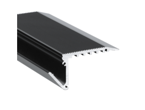 Schwarzes LED-Treppenprofil UP-BOLD12 K - 58,9 × 27,5 mm | inkl. opaler Abdeckung