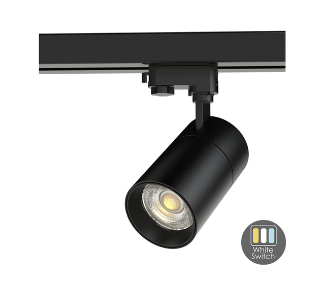 3-Phasen LED-Trackspot mit einstellbarer Farbtemperatur, 20 Watt, schwarz, Railspot, dimmbar, für flexible Beleuchtungslösungen, ideal für Wohn- und Gewerberäume, energieeffizient und langlebig