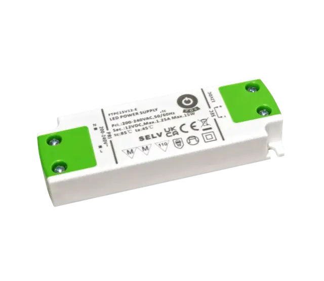 15-Watt-Mini-LED-Netzteil 12V 1,25A für LED-Streifen, IP20-Schutzklasse, FTPC15V12-E – Kompakt & effizient 15-Watt-Mini-LED-Netzteil 12V 1,25A für LED-Streifen, IP20-Schutzklasse, FTPC15V12-E – Kompakt & effizient