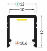 Weißes LED-Aluprofil 4 m, 12x12 mm mit Abdeckung