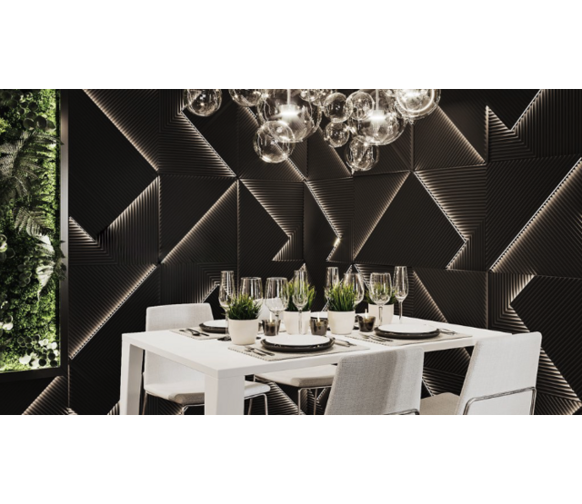3D LED Wandpaneel 'Fields' – Modernes Raumlicht mit dimmbaren RGB-LED-Streifen, 60x60 cm, 16,7 Mio. Farben, 2700-6500K, IP20, 24V, energieeffizient