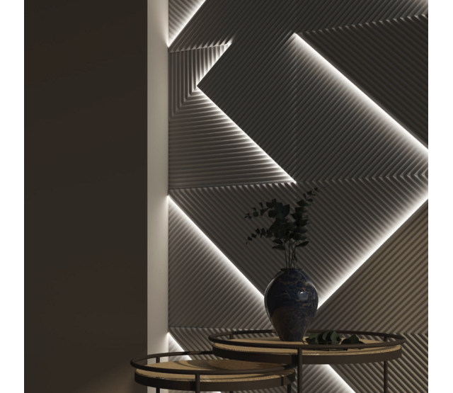 3D LED Wandpaneel 'Fields' – Modernes Raumlicht mit RGB-LED-Streifen, 60x60 cm, dimmbar, 16,7 Mio. Farben, 2700-6500K, IP20, 24V, energieeffizient – Ideale Raumbeleuchtung für Wohn- und Geschäftsbereiche