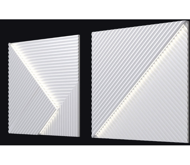 3D LED Wandpaneel 'Fields' – Modernes Raumlicht mit dimmbaren RGB-LED-Streifen, 60x60 cm, 16,7 Mio. Farben, 2700-6500K, IP20, 24V, energieeffizient